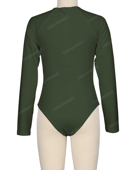 Long Sleeve Zip Back One Piece