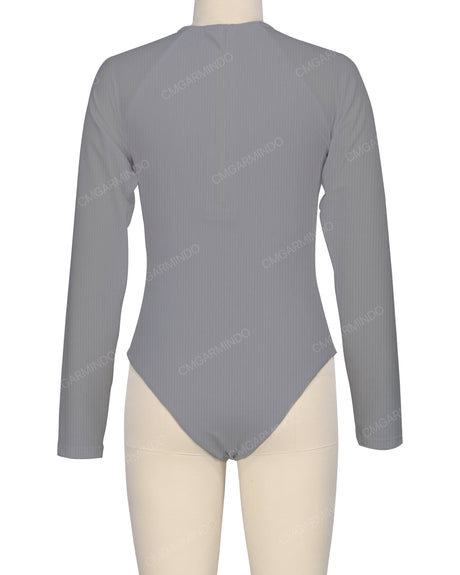 Long Sleeve Zip Back One Piece