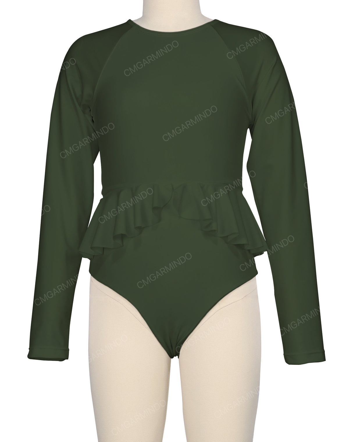 Long Sleeve Frill Waist One Piece