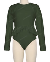 Long Sleeve Frill Waist One Piece