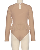 Long Sleeve Frill Waist One Piece