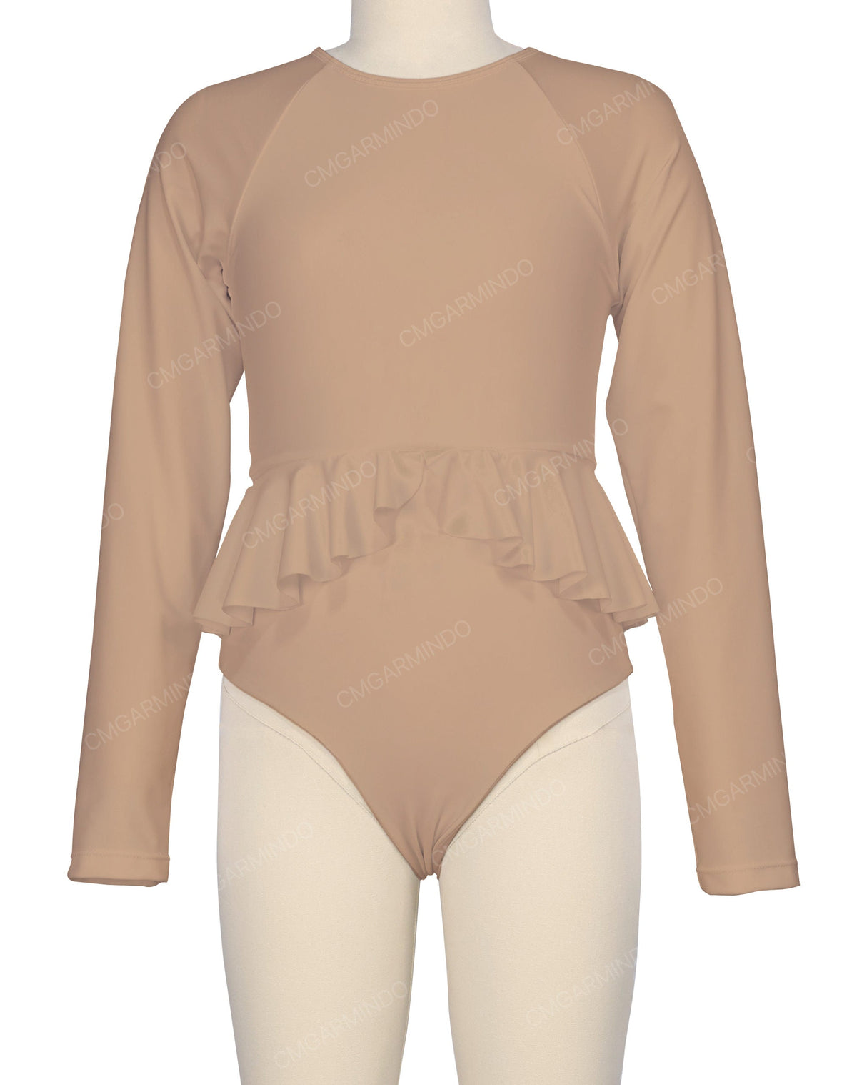 Long Sleeve Frill Waist One Piece