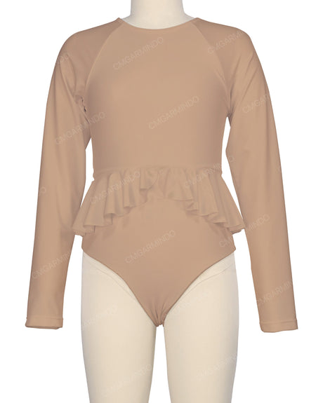 Long Sleeve Frill Waist One Piece