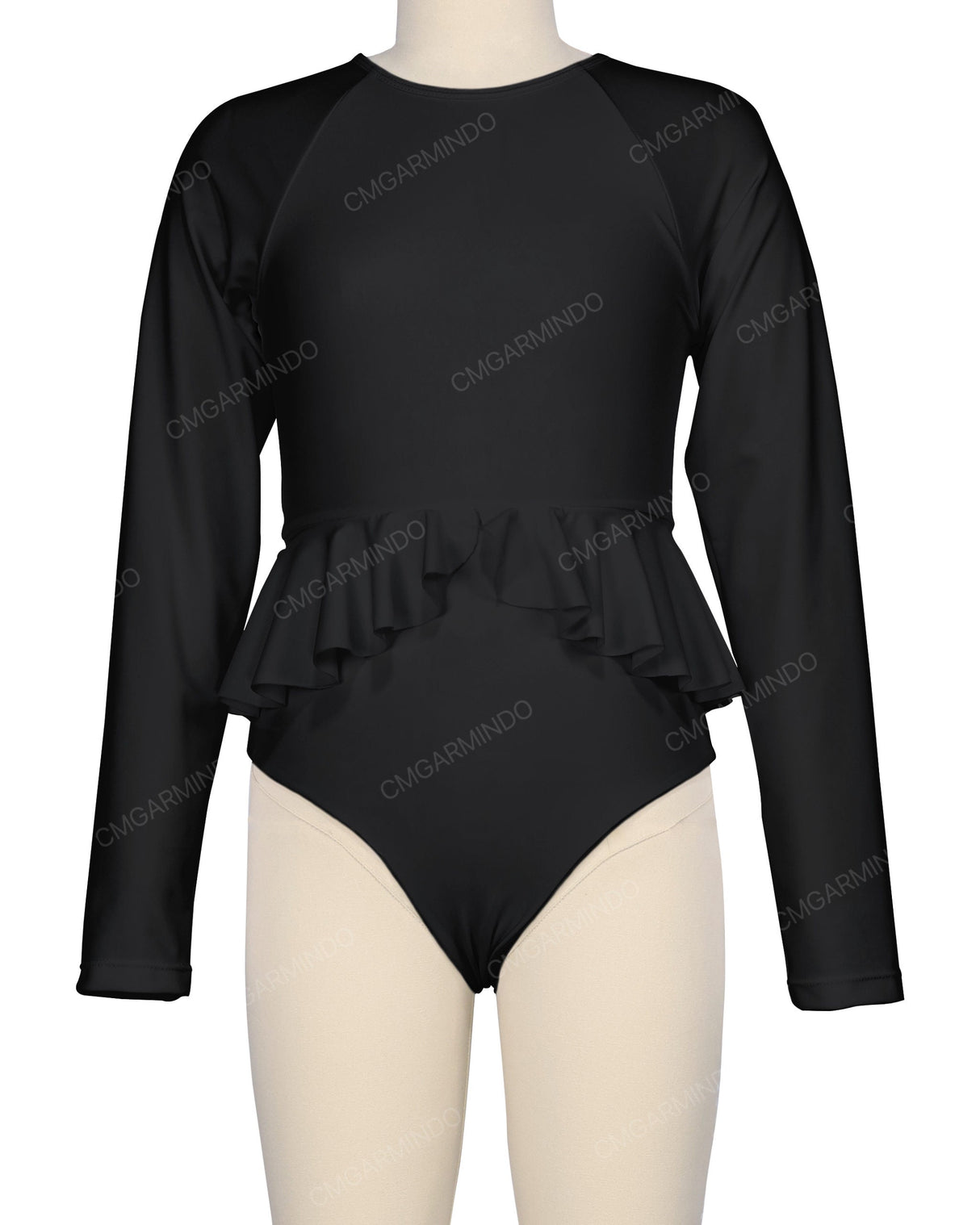 Long Sleeve Frill Waist One Piece
