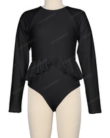Long Sleeve Frill Waist One Piece