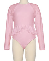 Long Sleeve Frill Waist One Piece
