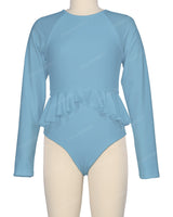 Long Sleeve Frill Waist One Piece