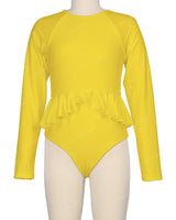 Long Sleeve Frill Waist One Piece