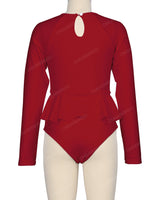 Long Sleeve Frill Waist One Piece