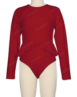 Long Sleeve Frill Waist One Piece