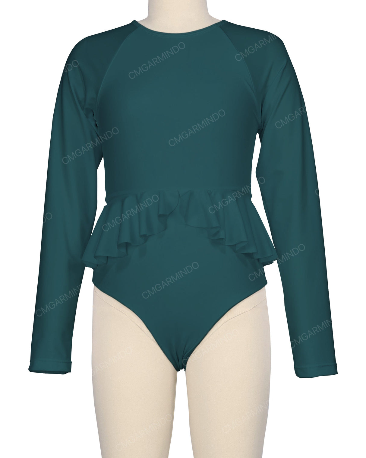 Long Sleeve Frill Waist One Piece
