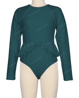 Long Sleeve Frill Waist One Piece
