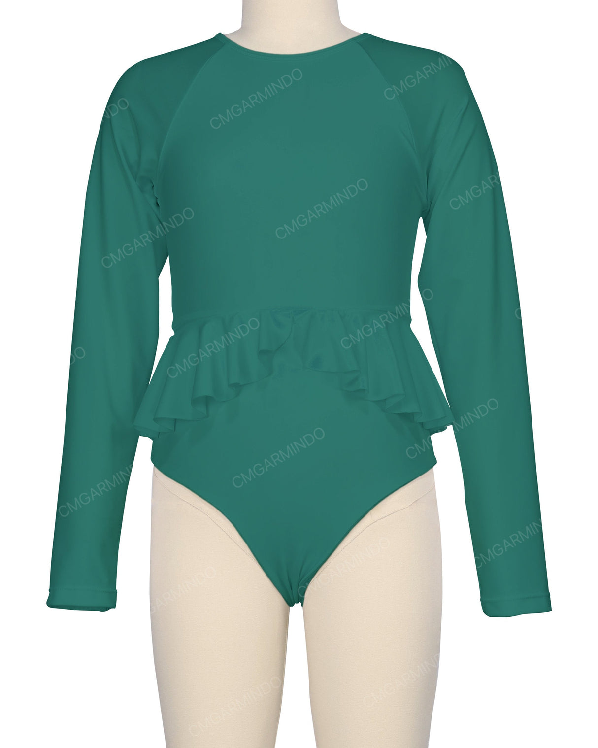 Long Sleeve Frill Waist One Piece
