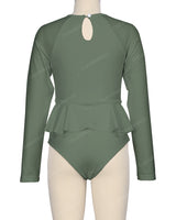 Long Sleeve Frill Waist One Piece