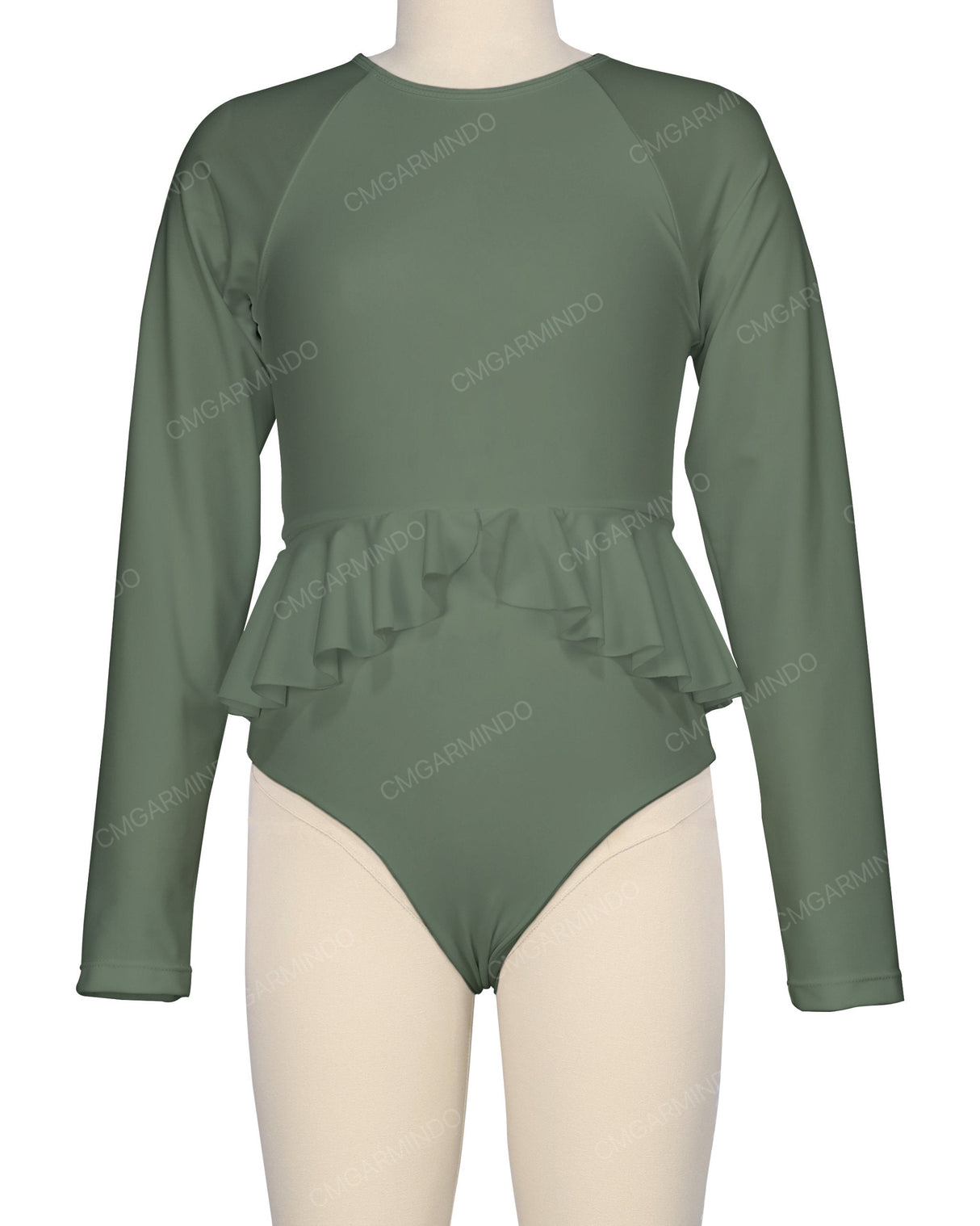 Long Sleeve Frill Waist One Piece