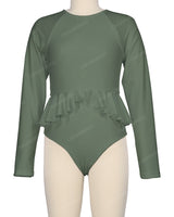 Long Sleeve Frill Waist One Piece