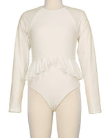 Long Sleeve Frill Waist One Piece