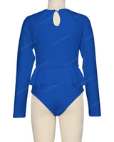 Long Sleeve Frill Waist One Piece