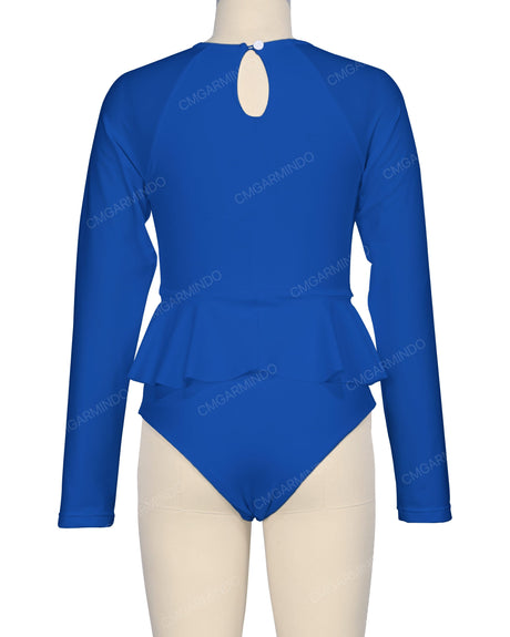 Long Sleeve Frill Waist One Piece