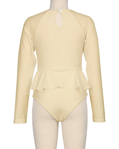 Long Sleeve Frill Waist One Piece
