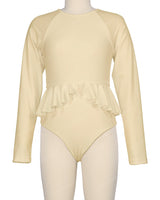 Long Sleeve Frill Waist One Piece