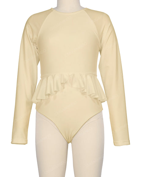 Long Sleeve Frill Waist One Piece