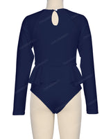 Long Sleeve Frill Waist One Piece