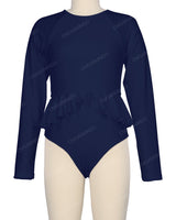 Long Sleeve Frill Waist One Piece