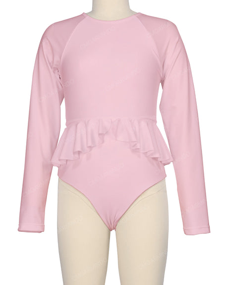 Long Sleeve Frill Waist One Piece