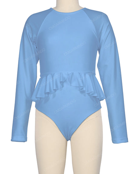 Long Sleeve Frill Waist One Piece