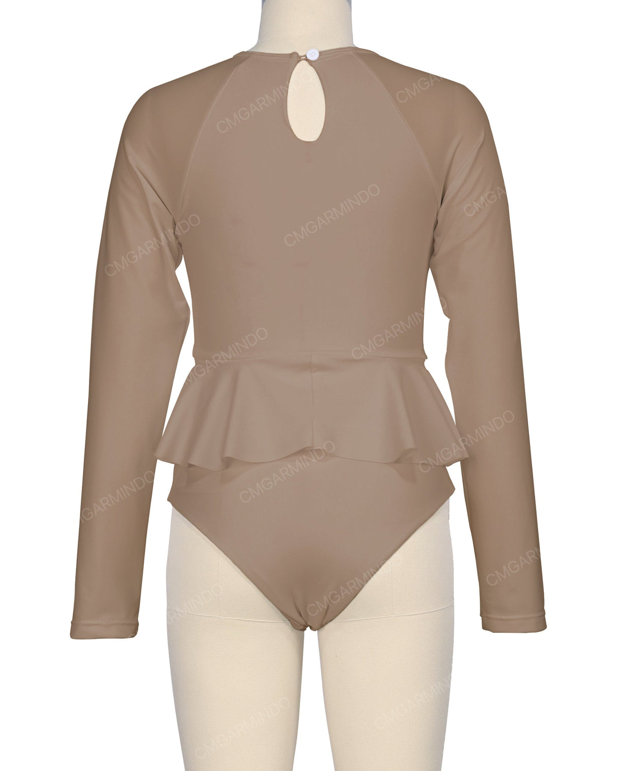 Long Sleeve Frill Waist One Piece