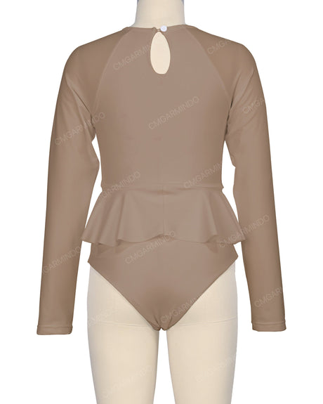 Long Sleeve Frill Waist One Piece