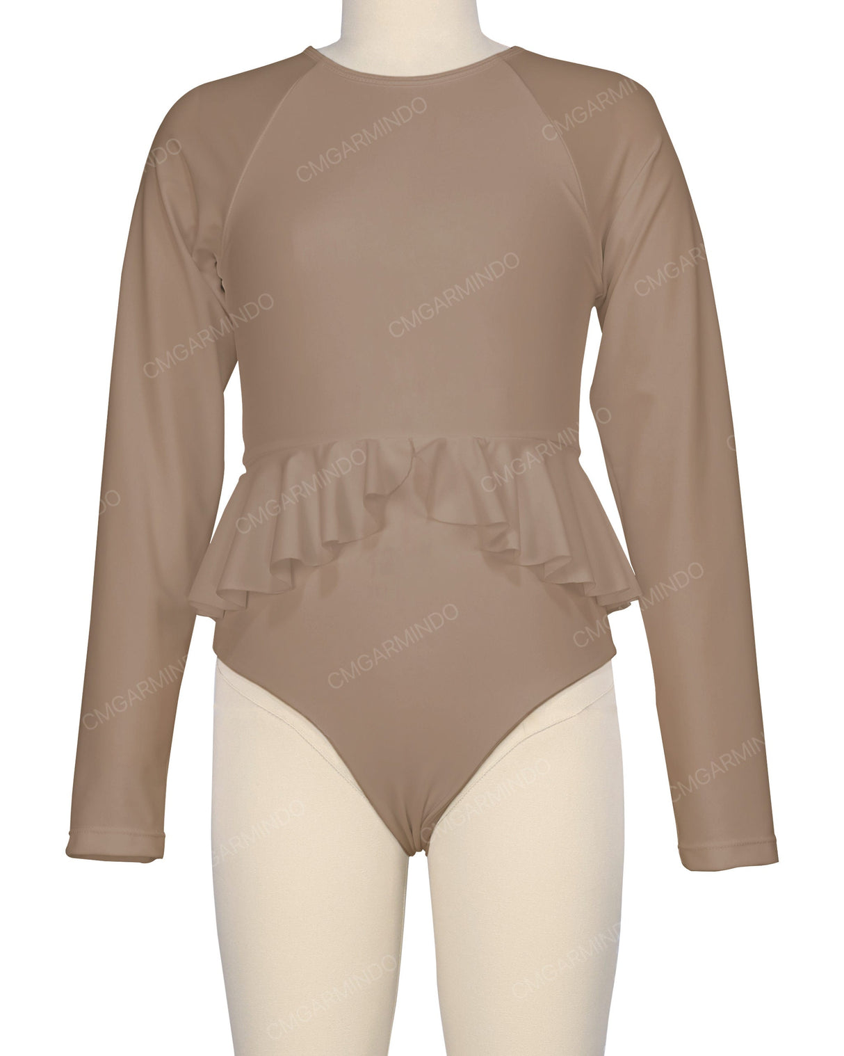 Long Sleeve Frill Waist One Piece