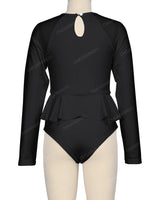 Long Sleeve Frill Waist One Piece