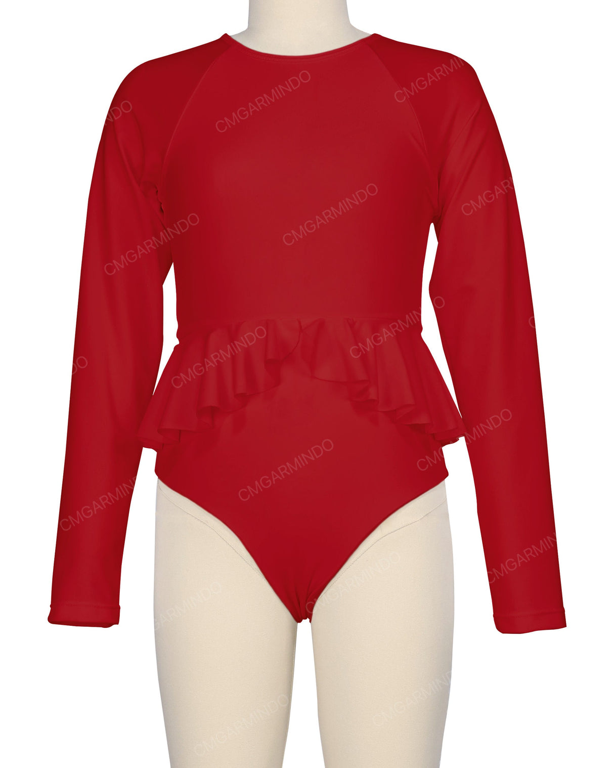 Long Sleeve Frill Waist One Piece