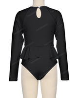 Long Sleeve Frill Waist One Piece