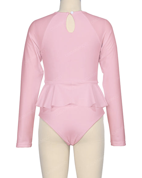 Long Sleeve Frill Waist One Piece