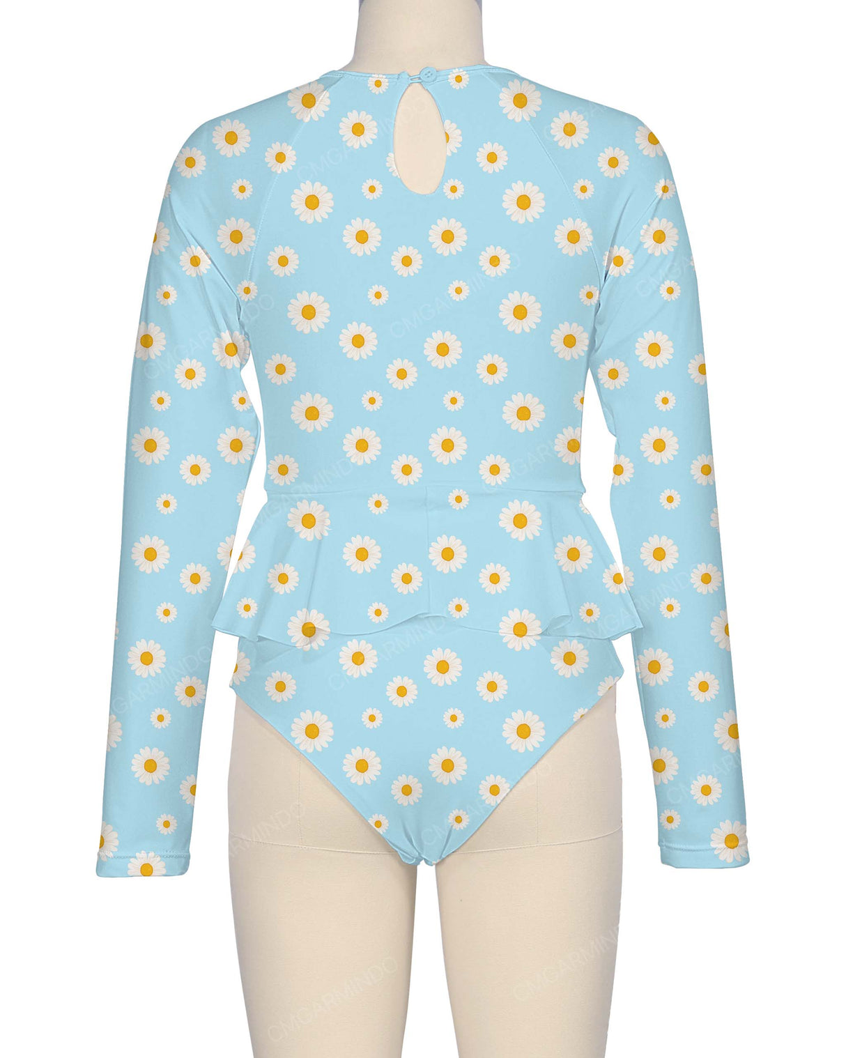 Long Sleeve Frill Waist One Piece