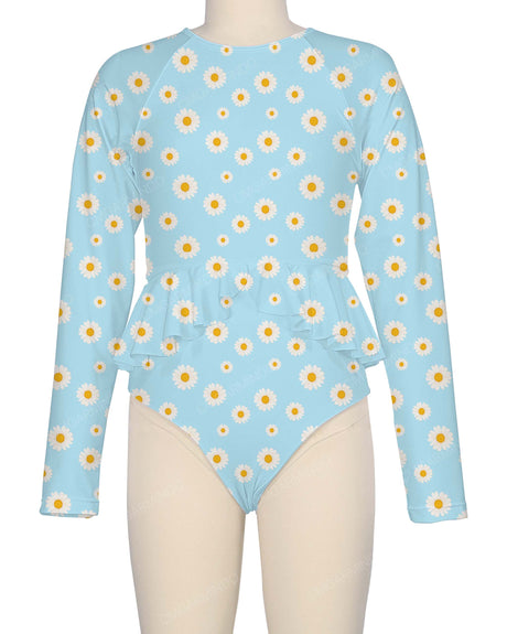 Long Sleeve Frill Waist One Piece