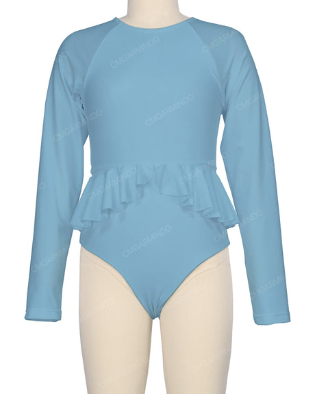 Long Sleeve Frill Waist One Piece