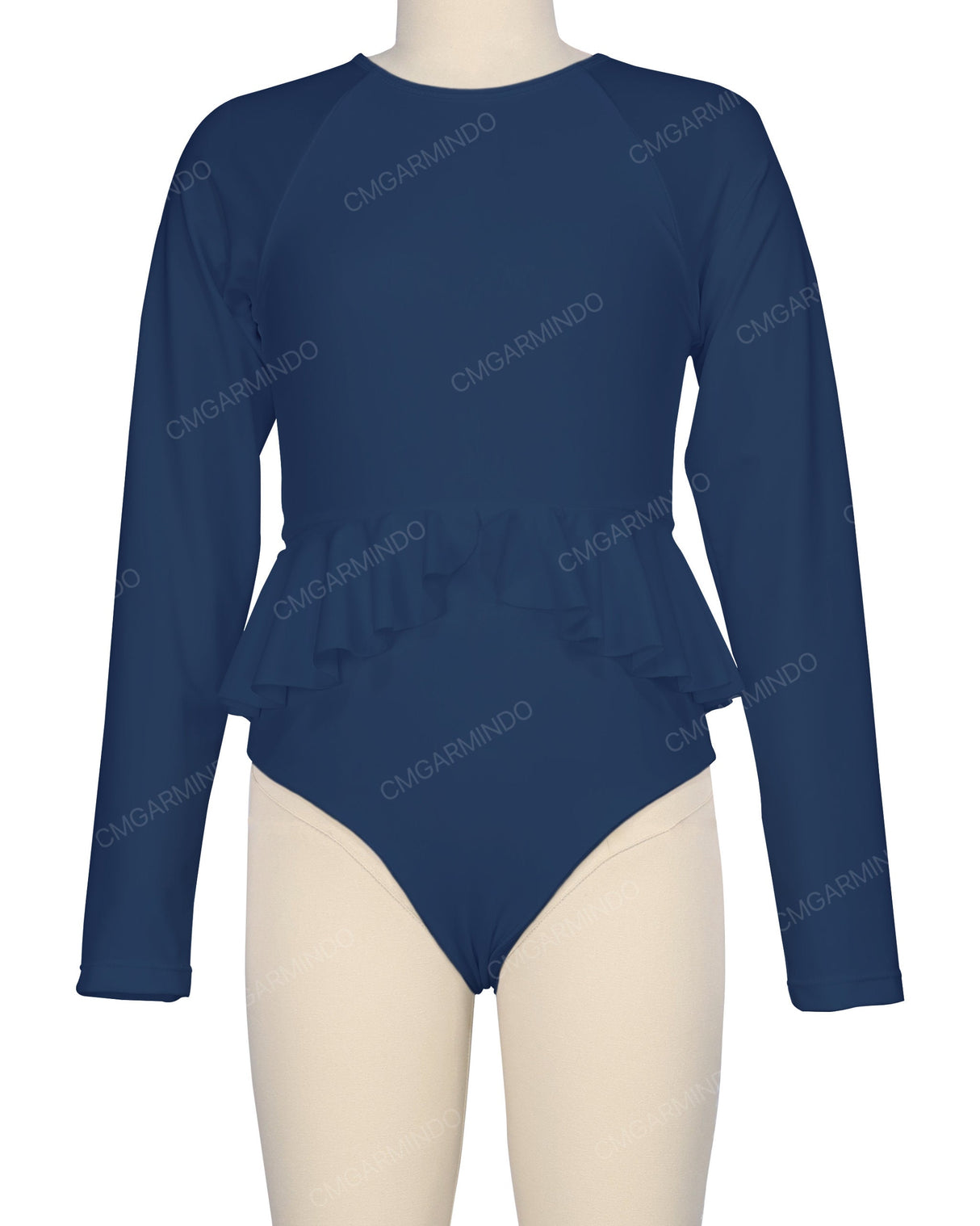 Long Sleeve Frill Waist One Piece