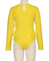 Long Sleeve Frill Waist One Piece