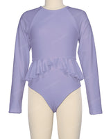 Long Sleeve Frill Waist One Piece