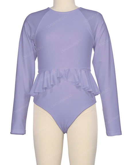 Long Sleeve Frill Waist One Piece