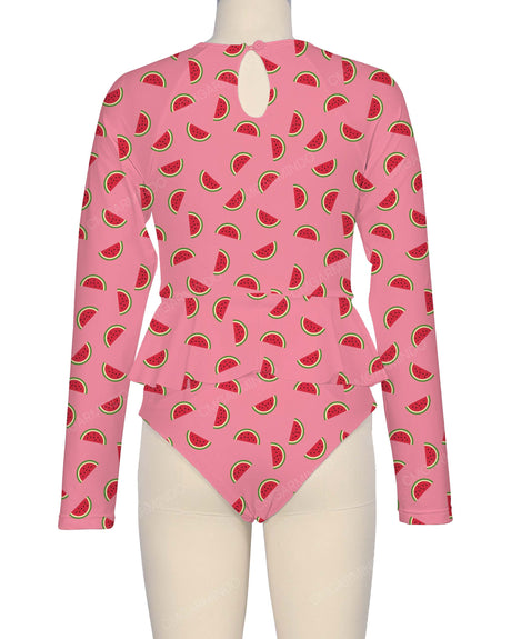 Long Sleeve Frill Waist One Piece