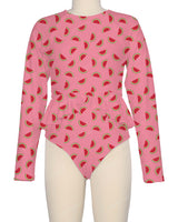 Long Sleeve Frill Waist One Piece