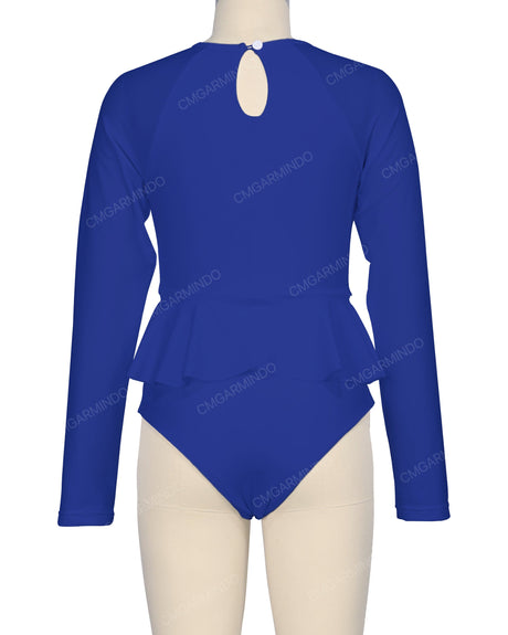 Long Sleeve Frill Waist One Piece