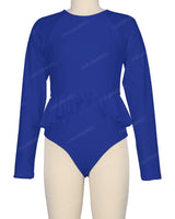 Long Sleeve Frill Waist One Piece