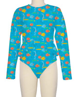 Long Sleeve Frill Waist One Piece