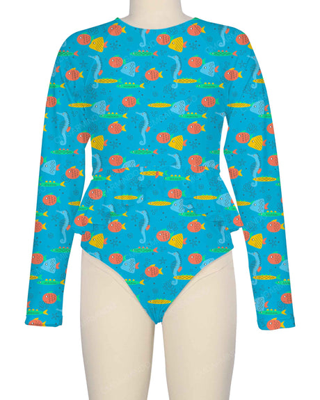 Long Sleeve Frill Waist One Piece
